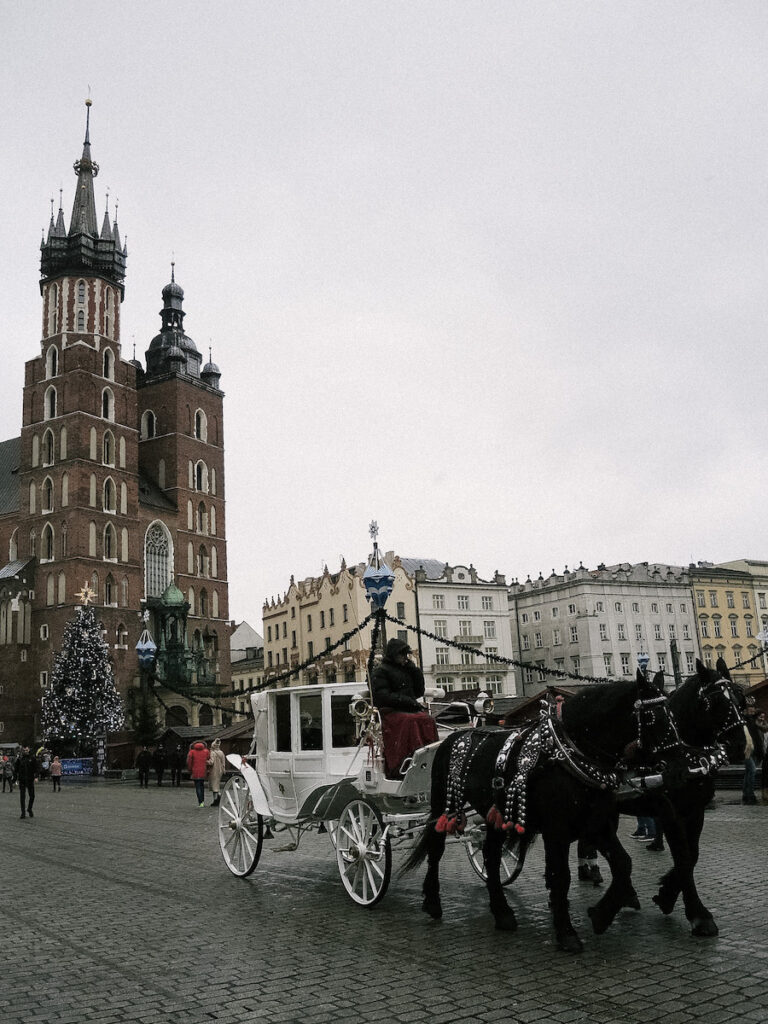 St. Mary's Basilica in Old Town Square in Krakow, Poland
